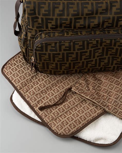 fendi classic logo diaper bag - brown|designer diaper bag for mom.